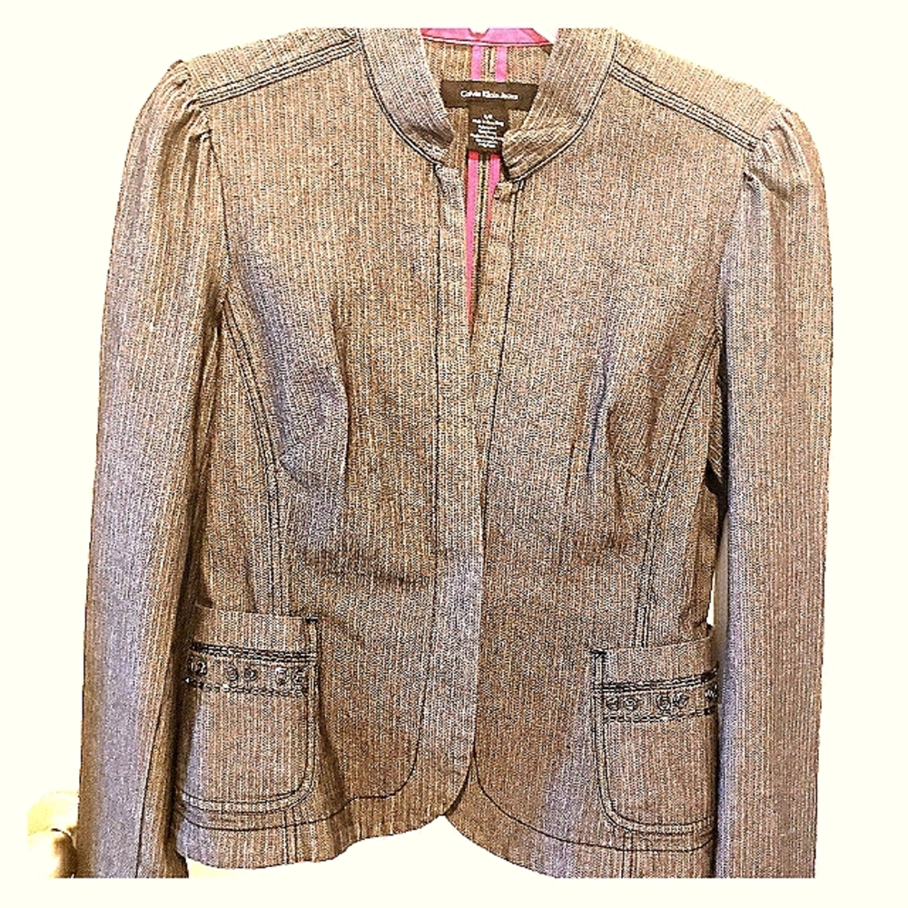 EUC Calvin Klein Herringbone Jean Jacket Sz Lg